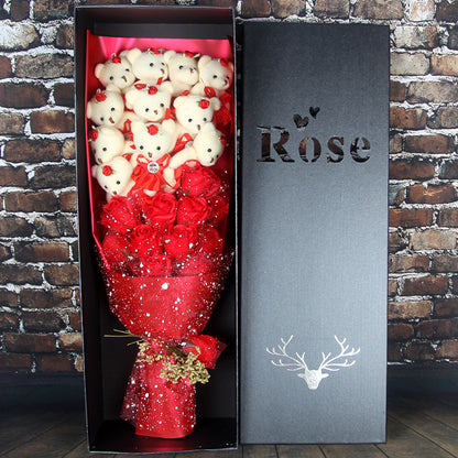 Valentine Day Teddy Bear Rose Bouquet