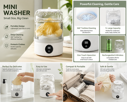 MiniWash™ Portable Delicate Laundry Washer