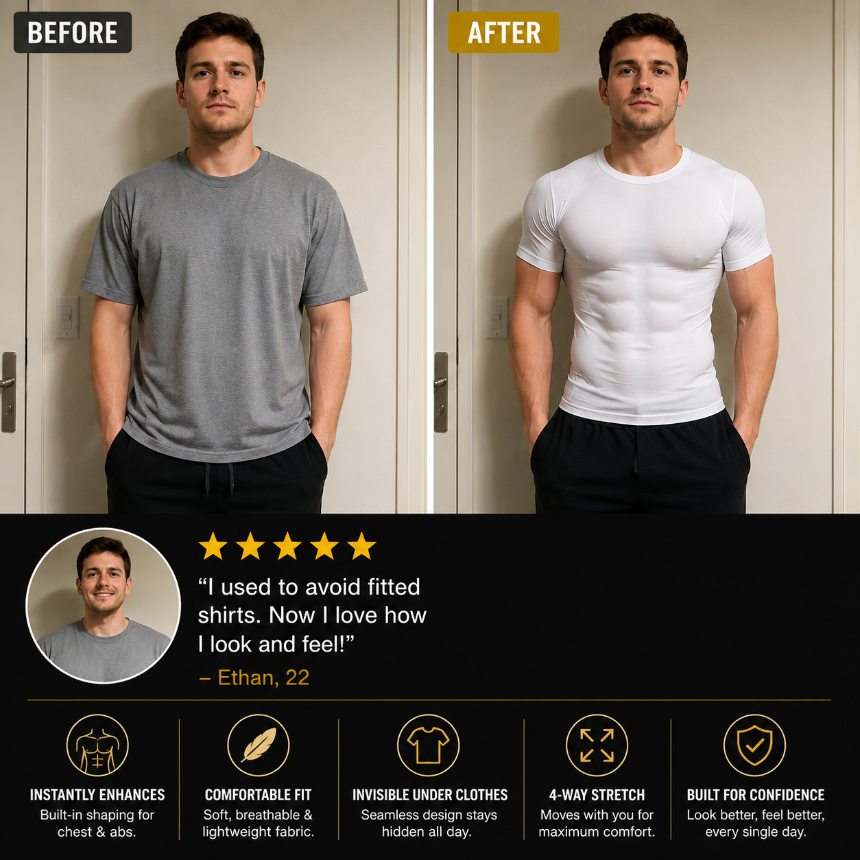 MuscleFlex™ – Instant 6-Pack Compression Shirt