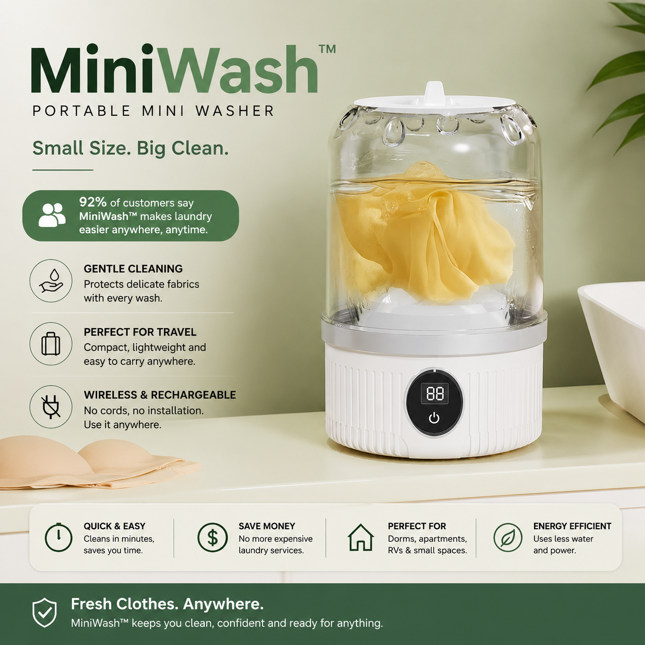 MiniWash™ Portable Delicate Laundry Washer